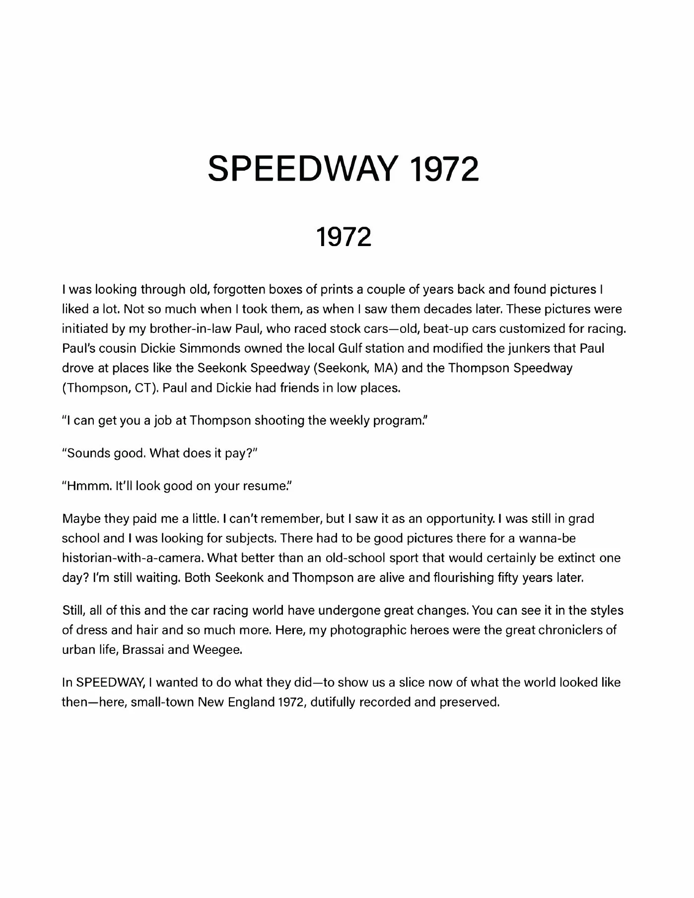 Speedway 1972 — HENRY HORENSTEIN